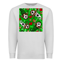 Dove Grey soccer gnomes and hearts seamless pattern Premium Sweatshirt - BundleAndBundleShop