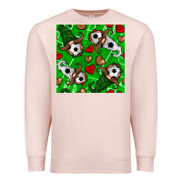 Pale Pink soccer gnomes and hearts seamless pattern Premium Sweatshirt - BundleAndBundleShop