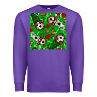 Purple soccer gnomes and hearts seamless pattern Premium Sweatshirt - BundleAndBundleShop