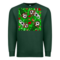 Sports Green soccer gnomes and hearts seamless pattern Premium Sweatshirt - BundleAndBundleShop