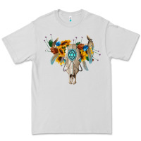 Dove Grey boho bull skull Premium Tee - BarkalooDesign