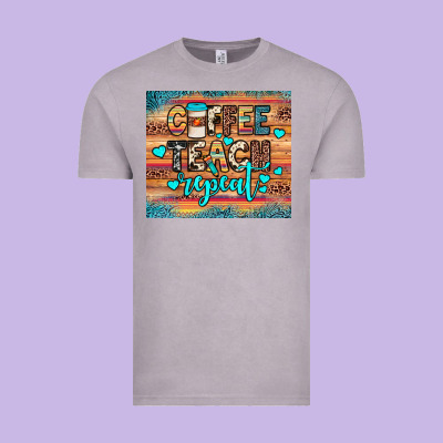 Coffee Teach Repeat Vintage Tee Designed By Jahusdesignshop
