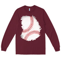 Burgundy baseball patch Long Sleeve Tee - AdoDesignShop