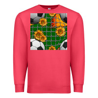 Cardinal soccer balls and sunflowers with goal nets seamless pattern Premium Sweatshirt - BundleAndBundleShop
