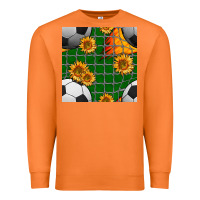 Carrot soccer balls and sunflowers with goal nets seamless pattern Premium Sweatshirt - BundleAndBundleShop