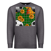 Charcoal Heather soccer balls and sunflowers with goal nets seamless pattern Premium Sweatshirt - BundleAndBundleShop