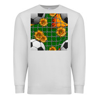 Dove Grey soccer balls and sunflowers with goal nets seamless pattern Premium Sweatshirt - BundleAndBundleShop