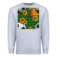 Heather Grey soccer balls and sunflowers with goal nets seamless pattern Premium Sweatshirt - BundleAndBundleShop