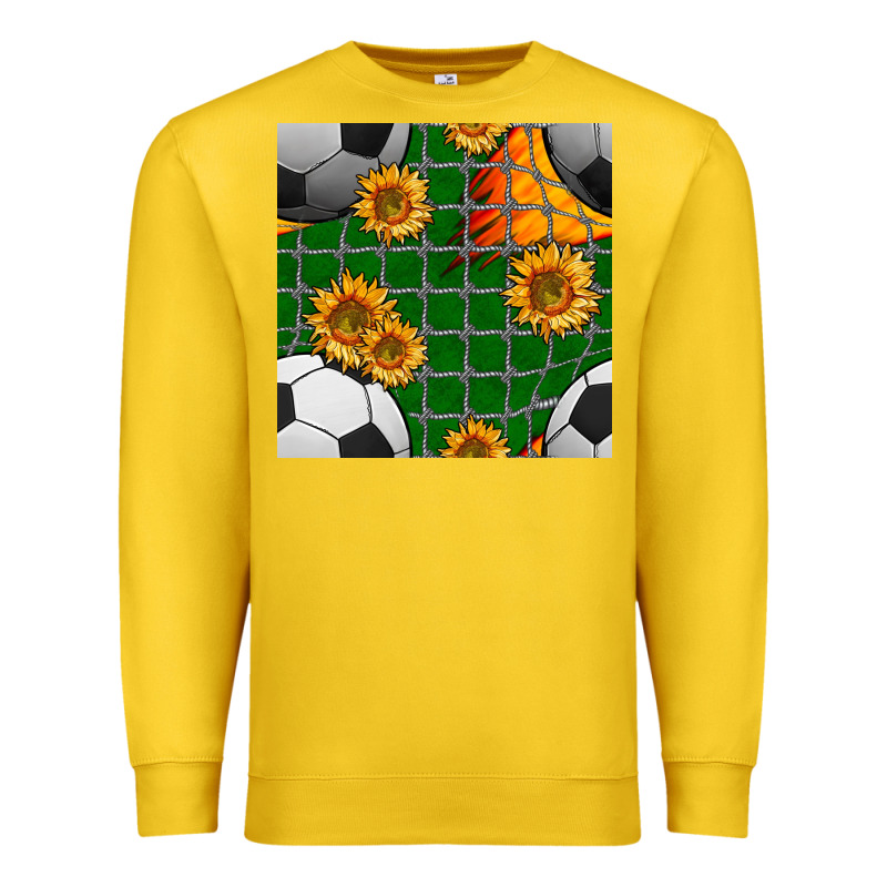 Soccer Balls And Sunflowers With Goal Nets Seamless Pattern Premium Sweatshirt by BundleAndBundleShop | Teevron