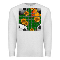 Oatmeal Heather soccer balls and sunflowers with goal nets seamless pattern Premium Sweatshirt - BundleAndBundleShop