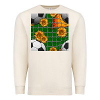 Sandshell soccer balls and sunflowers with goal nets seamless pattern Premium Sweatshirt - BundleAndBundleShop