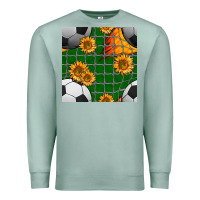 Seafoam soccer balls and sunflowers with goal nets seamless pattern Premium Sweatshirt - BundleAndBundleShop