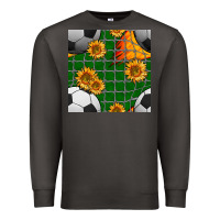 Smoke soccer balls and sunflowers with goal nets seamless pattern Premium Sweatshirt - BundleAndBundleShop