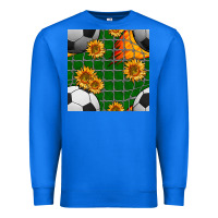 True Royal soccer balls and sunflowers with goal nets seamless pattern Premium Sweatshirt - BundleAndBundleShop
