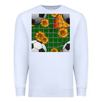 White soccer balls and sunflowers with goal nets seamless pattern Premium Sweatshirt - BundleAndBundleShop