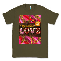 Army Green all you need is love Classic Tee - AdoDesignShop