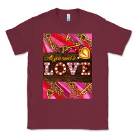 Burgundy all you need is love Classic Tee - AdoDesignShop