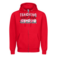 Red teaching sweetheart Zipper Hoodie - MaliasSmallBusiness