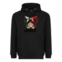 Black Mexican Mom Life Messy Bun Mama Heavyweight Hoodie - BundleAndBundleShop