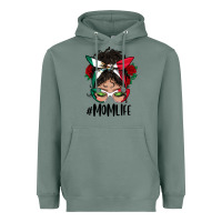 Sage Mexican Mom Life Messy Bun Mama Heavyweight Hoodie - BundleAndBundleShop