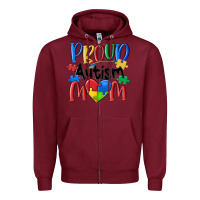Burgundy proud autism mom Zipper Hoodie - MaliasSmallBusiness