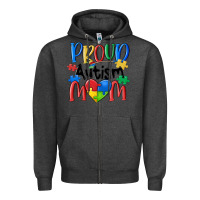 Charcoal Heather proud autism mom Zipper Hoodie - MaliasSmallBusiness