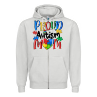 Dove Grey proud autism mom Zipper Hoodie - MaliasSmallBusiness