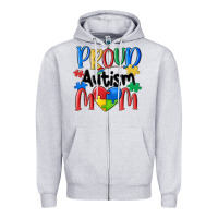 Heather Grey proud autism mom Zipper Hoodie - MaliasSmallBusiness