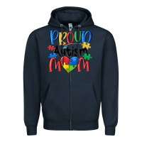 Navy proud autism mom Zipper Hoodie - MaliasSmallBusiness