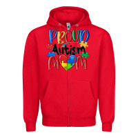 Red proud autism mom Zipper Hoodie - MaliasSmallBusiness