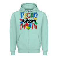 Seafoam proud autism mom Zipper Hoodie - MaliasSmallBusiness