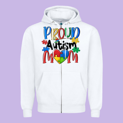 Proud Autism Mom Zipper Hoodie Designed By Maliassmallbusiness
