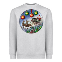 Heather Grey santa claus with deer christmas ornament Heavyweight Sweatshirt - BundleAndBundleShop