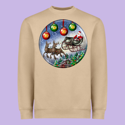 Santa Claus With Deer Christmas Ornament Heavyweight Sweatshirt Designed By Bundleandbundleshop