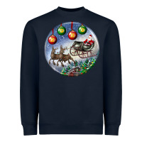 Navy santa claus with deer christmas ornament Heavyweight Sweatshirt - BundleAndBundleShop