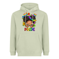 Matcha LGBTQ+ Messy Bun Mom Pride With Flower Heavyweight Hoodie - BundleAndBundleShop
