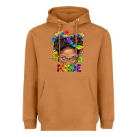 Meerkat LGBTQ+ Messy Bun Mom Pride With Flower Heavyweight Hoodie - BundleAndBundleShop