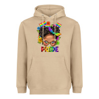 Mushroom LGBTQ+ Messy Bun Mom Pride With Flower Heavyweight Hoodie - BundleAndBundleShop