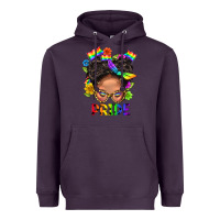 Plum LGBTQ+ Messy Bun Mom Pride With Flower Heavyweight Hoodie - BundleAndBundleShop