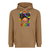 Toasted Coconut LGBTQ+ Messy Bun Mom Pride With Flower Heavyweight Hoodie - BundleAndBundleShop