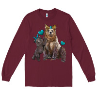 Burgundy mama bear and baby bear Long Sleeve Tee - Artiststas
