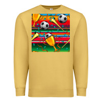 Antique Gold soccer winner cup and vuvuzela with serape seamless pattern Premium Sweatshirt - BundleAndBundleShop