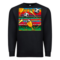 Black soccer winner cup and vuvuzela with serape seamless pattern Premium Sweatshirt - BundleAndBundleShop