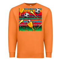 Soccer Winner Cup And Vuvuzela With Serape Seamless Pattern Premium Sweatshirt | Teevron