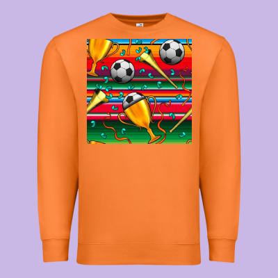 Soccer Winner Cup And Vuvuzela With Serape Seamless Pattern Premium Sweatshirt Designed By Bundleandbundleshop