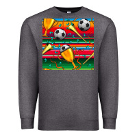 Charcoal Heather soccer winner cup and vuvuzela with serape seamless pattern Premium Sweatshirt - BundleAndBundleShop