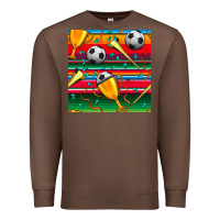 Chestnut soccer winner cup and vuvuzela with serape seamless pattern Premium Sweatshirt - BundleAndBundleShop