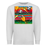 Dove Grey soccer winner cup and vuvuzela with serape seamless pattern Premium Sweatshirt - BundleAndBundleShop