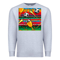 Heather Grey soccer winner cup and vuvuzela with serape seamless pattern Premium Sweatshirt - BundleAndBundleShop