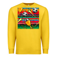 Lemon soccer winner cup and vuvuzela with serape seamless pattern Premium Sweatshirt - BundleAndBundleShop